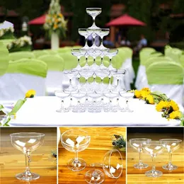 Disposable Dinnerware 20pcs High Quality Thick Transparent Plastic Champagne Glass Acrylic Wine Wedding Birthday Party Drinking Dessert Cups