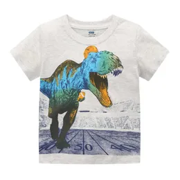 Springen Meter Dinosaurier Jungen T-shirts für Sommer Baby Baumwolle Kleidung Tiere Drucken Oansatz Nette Kinder T-shirts Tops 210529