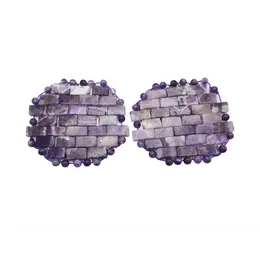 Amethyst Circular Jade Cooling Eye Mask Natural Stone Mini Covers för ansiktsbehandlingar Puffy huvudvärk migrän för hudvård ansiktsrulle och mörka cirklar