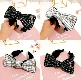 Designer di lusso Cristallo Strass Griglia Lettera Stampa Fascia Moda Donna Alta qualità Bowknot Bordo largo Fasce per capelli Turbante Cerchietto per capelli Copricapi Accessori per capelli