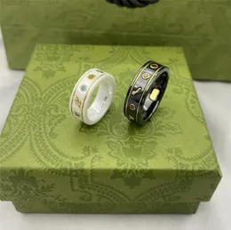 Mężczyźni kobiety designerskie pierścionki moda ceramika miłość pierścionek zaręczyny dla kobiet z pszczołą kamień szlachetny wzór klasyczne pierścionki dla par luksusowa biżuteria 21ss