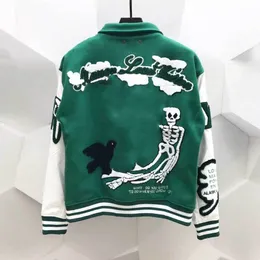 Erkek Nakış Ceketleri Unisex Moda Büyük Boy Hip Hop Varsity Beyzbol Ceket Deri Deri Kılıf