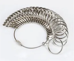 Partihandel Headband Ring Sizer Mätverktyg Rostfritt stål Finger Ringar Gauge 0-13 A-Z 41-76 Limensionering med halv storlek 27 st set