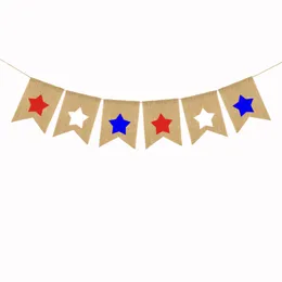 Burgee Flaggor Independence Days Fem-spetsig Star Swallowtail Banners Amerikanska National Day String Flag Bunting Banner Party Decoration WMQ785