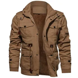 Jaquetas militares masculinos Quentes Parkas Men's Winter Winter Casacos e casacos de lã Quente casacos com capuz térmico Outerwear 211105