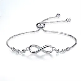 925 Sterling Silver Infinity Justerbart armband för kvinnor Mode 8 Word Armband