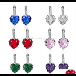 Hie Drop Delivery 2021 Fashion Crystal Cubic Zirconia Heart Hoop Earrings Bridal Wedding Jewelry女性のためのラインストーンイヤリング