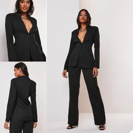 Jumpsuits 2021 Black Mother of the Bride Dresses Pant Suits V Neck Pants Suit Wedding Guest Gowns Long Sleeve Custom Made Mothers Groom Outwear