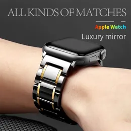 Apple Watch Ultra 49mm 8 7 5 4 3 41mm 45mm 44mm 40mm IWATCH 6 SE 38mm 42mmセラミックおよびステンレス鋼ストラップブレスレットブレスレットリストバンドベルト