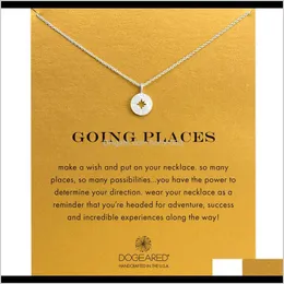 Necklaces & Pendants Jewelry Drop Delivery 2021 Fashion Dogeared Compass Pendant With Card Gold Color Noble And Delicate Choker Necklace 5985