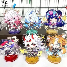 50PC Anime Game Genshin Impact Acrylic Figure Stand Shenhe Yunjin Yae Miko Gunnhildr Yoimiya Zhongli Cute Keychain Cosplay Gift New Y220225