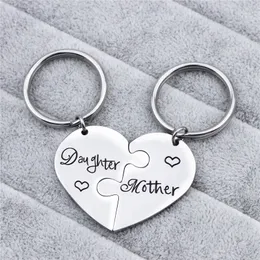 2 PC/Set Mother daughter Key Chain Ring I Miss you Women Girl Mothers Day Gift Stainless Steel Keychain Family Keyring