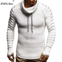 suéter casual de moda masculina de inverno para manter o calor, suéter de malha gola alta, cor sólida, casaco masculino, tamanho grande T200402