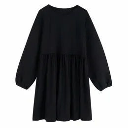 Vintage kvinna svart mjuk argyle mini klänning vår mode damer grundläggande A-line es kvinnlig elegant lapptäcke 210515