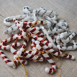 Boże Narodzenie Candy Cane Ornament Choinki Wisiorek Drop Ornament Dekoracje Mini Stripe Stick Craft Puste Decor Gold Silver Red ZWL236