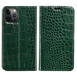 Livro de couro genuíno de luxo flip casos para iphone 12 pro max 7plus 8 12 mini mini magnético crocodilo capa funda para iphone 11 pro max