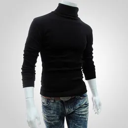 Herrbottenskjorta Höst Slim Sweater håller varm höst Turtleneck Sweater Black Pullover Mäns bomullssticka