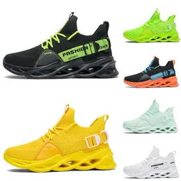 2021 icke-varumärken män kvinnor löpskor svart vit grön volt citron gul orange andningsbara herr mode tränare utomhus sport sneakers