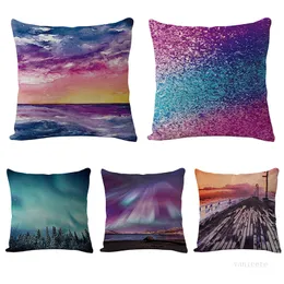 Landscape Series Mountain River Sky Aurora Printing Pillow Case Sofa Cushion Cover Household Products 45*45cm T500646