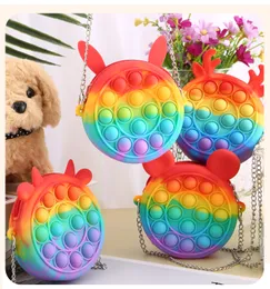 Fidget Toys Halloween Push Bubble Torba Rainbow Coin Torebka Silikonowa Messenger Music Press Unzip Toy