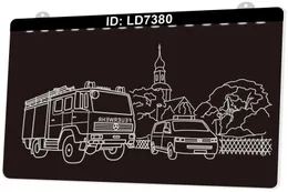 LD7380 fogo caminhão 3d gravura LED sinal de luz atacado varejo