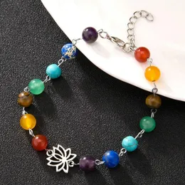 Handgjorda 7 Chakra Bead Sten Armband För Kvinnor Reiki Healing Yoga Bracelet Strand Beaded Armband Män Nya Julklappar