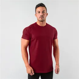 Sommer Plain Tops T-Shirts Fitness Herren T-shirt Kurzarm Muskel Jogger Bodybuilding T-Shirt Männliche Turnhalle Kleidung Slim Fit 210813