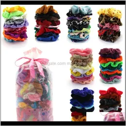 75 Renkler Set Katı Kızlar Kadife Saten Elastik Scrunchie Scrunchy Kafa Bandı Hairbands Halat Tutucu CPJA6 Aksesuarları Edcip