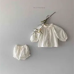 Mori Dziewczyna Korea i Japonia Styl Ubrania Małe dziecko Wiosna Zestawy Outfit Vintage Baby Bluzki Bloomers Garnitury 210619