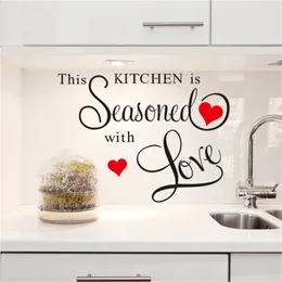 Personagens "Esta cozinha é experiente com amor" Decoração de adesivo de parede removível PVC para cozinha 210420