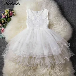 Melario Dzieci Sukienki Dla Dziewczyn Odzież Mesh Vestido Flower Baby Dress Girl Party Tutu Little Princess Dzieci Odzież 210412