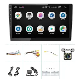 10 1 tums bil DVD CarPlay Android Auto Monitor Stereo med säkerhetskopieringskamera Pekskärm Support WiFi Mirror Link ratt forts.