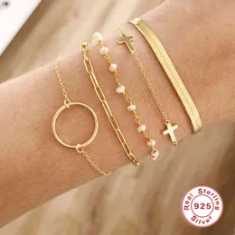 Aide 925 Sterling Silver Bransoletki Moda Proste Ins Style Papier Klip Charm Hoop Bransoletka Dla Kobiet Pulseras Mujer 2020