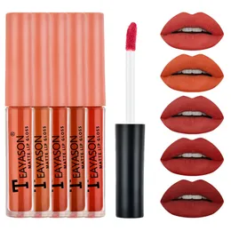 5PC / Set Lip Gloss Vattentät Läppstift Sexig Vampyr Stick Matte Velvet Lipsticks Lips Makeup Kosmetika Labiales Matte