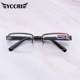 Sunglasses YCCRI 2021 Crystal Glass Eyeglasses Fashion Half-frame Perforated Reading Frameless Glasses
