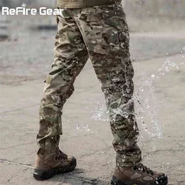 ReFire Gear Camouflage Militärhose Männer Multi Pocket Tragbare Taktische Kampfhose Armee Wasserdichte SWAT Special Cargo Hose 210715