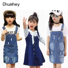 Chumhey 2-16T Girls Sundress Bib Suspender Dresses Summer Straps Kids Pinafore Denim Overalls Children Clothing Girl Clothes G1218