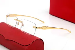 Designer Solglasögon Leopard Head Square Gradient Lenser Män och Kvinnors Fashion Glasses Gold Silver Metal Ram FrameLess Rectangulsr Med Original Box