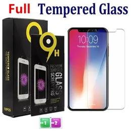 Full täckt tempererat glasskärmsskydd för iPhone 12 11 Pro Max XS XR SAMSUNG A20 LG STYLO 0,33mm 2,5D 9H med förpackning