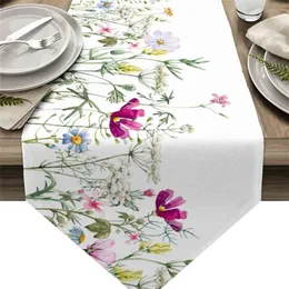 Spring Vanilla Wild Flower Plant Table Runner Wedding Decor cloth And Placemat Kitchen Dinning Decoration 210709