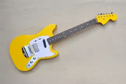 Guitarra elétrica do corpo amarelo com fingerboard de Rosewood, pickguard branco da pérola, hardware do cromo, fornece serviços personalizados