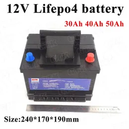 GTK LIFEPO4 12V 30AH 40AH 50AH LITIUM Batteripaket Användning för bil Ebike Motorcykel Ersätt bly Syra UPS Batteri+5A -laddare