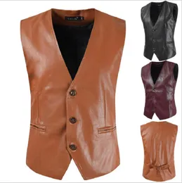 Men's Vests 2021 Foreign Trade Leather Slimming Large-size Vest Cross-border PU Business Horse Clip