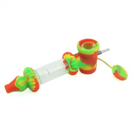 silicone smoke pipe set nectar collector kits glass filter titanium nail cigarette suit smoking accessaries
