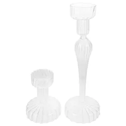 Candle Holders 2 Pcs Striped Holder Creative Stick Glass Standing Stand