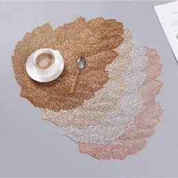 Fabryka symulacji Liście Dining Stół Maty Hollow Leaf PVC Placemats Cup Podstawki Podkładki Podkładki Wodoodporna Izolacja