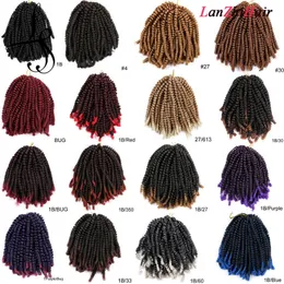 8 cali Ombre Spring Twist Hair 100g / PC Crochet Braids Passion Twist Syntetyczne oplatanie Rozszerzenia włosów 30strands / PCS Czarny Brązowy Czerwony Kolor