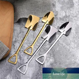 Creative Ice Cream Coffee Spoon Shovel Shape Shell Spoon Afternoon Dessert Long Handle Kitchen Tool Gold Silver