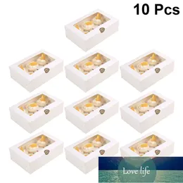 10pcs 6 캐비티 컵 케이크 상자 및 클리어 창 머핀 상자 컨테이너 케이크 홀더 컵 케 잌은 포장 상자 디저트 공장 가격 전문가 디자인 품질