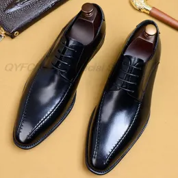 Sapato masculino italiano para terno couro genuíno preto marrom Oxfords sapatos de casamento para festa de negócios sapatos formais para homens